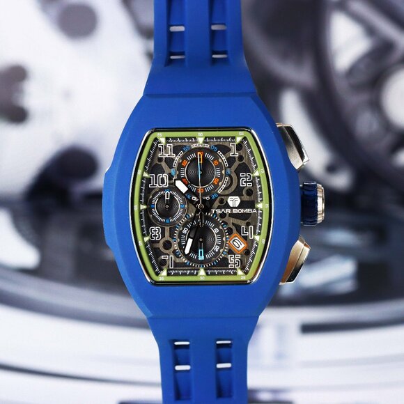 Tsar Bomba Quartz Skeleton Chronograph Interchangeable ’Blue Raptor’ TB8218 - Picture 8 of 10